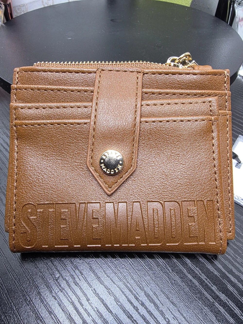 Steve Madden Women’s Tan Leather Card Wallet